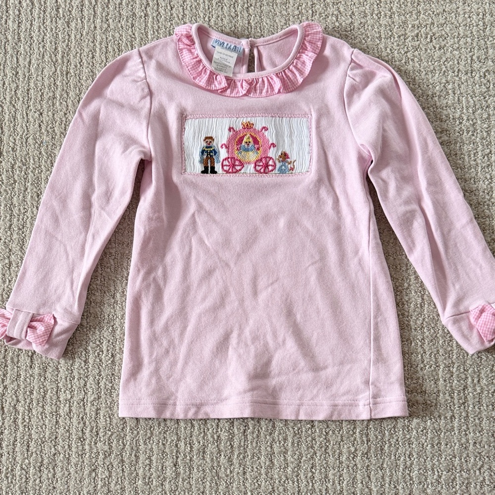 Charming Pink Long Sleeve Kids Shirt with Ruffle Details